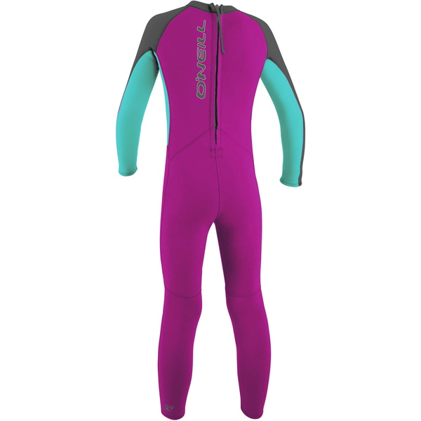 2026 O'Neill Toddler Girls Reactor 2mm Back Zip Wetsuit 4868G - Berry / Aqua